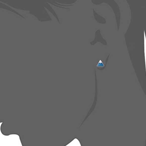 Snowcapped Mountain Peak Blue Swirl Shimmer Enamel 925 Sterling Silver Tiny Stud - Picture 3 of 4